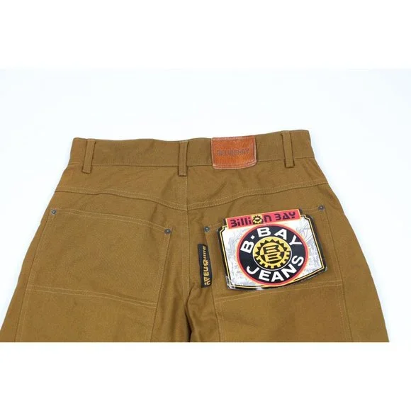 NOS Vintage 90s Streetwear Mens Size 30x31 Baggy Fit Wide Leg Denim Jeans Brown